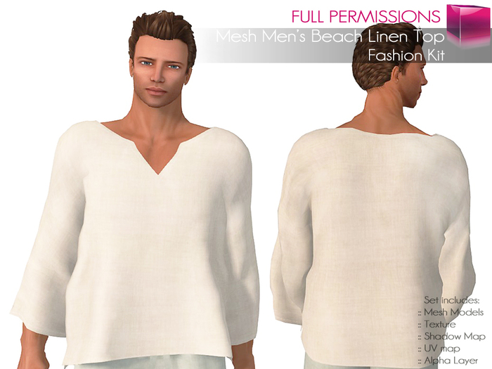 Second Life Marketplace CLASSIC RIGGED MESH Men's Male VNeck Long
